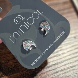 Minicci Blue and Clear Rhinestone Fish Stud Earrings ~ Gift or Keep ~ Everyday